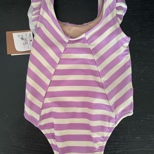 Tea 6-9 month purple stripe swimsuit